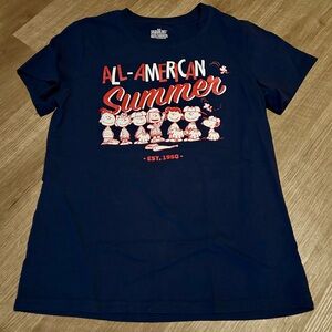 Peanuts All-American Summer Womens T-Shirt - Navy and Red size M